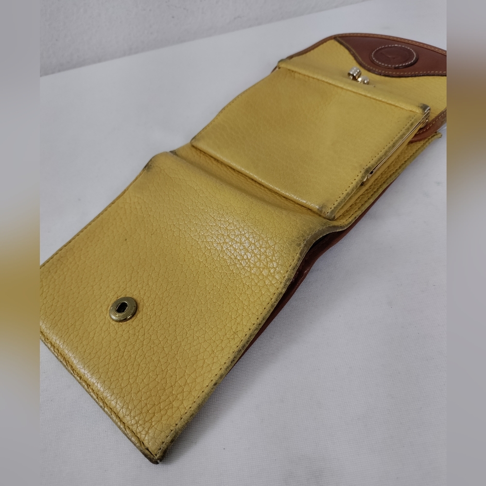 Dooney & Bourke Vintage AWL Mustard & British Tan Trifold Wallet - Picture 15 of 15